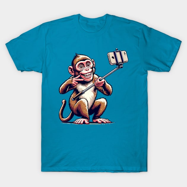 Monkey taking  selfie with a selfie stick T-Shirt by Art_Boys